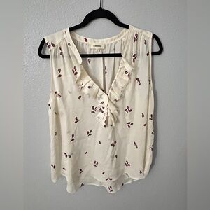 L'AGENCE Ivory Blouse with Burgundy Details